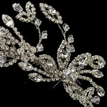 Silver Crystal Side Accented Leaf Headband - La Bella Bridal Accessories