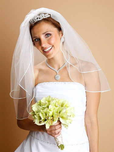 Bridal Veil with Satin Corded Edge - La Bella Bridal Accessories