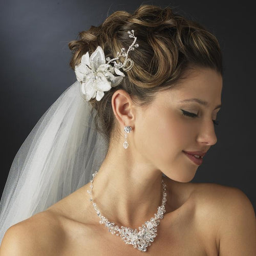 Swarovski Crystal Flower Hair Comb - La Bella Bridal Accessories