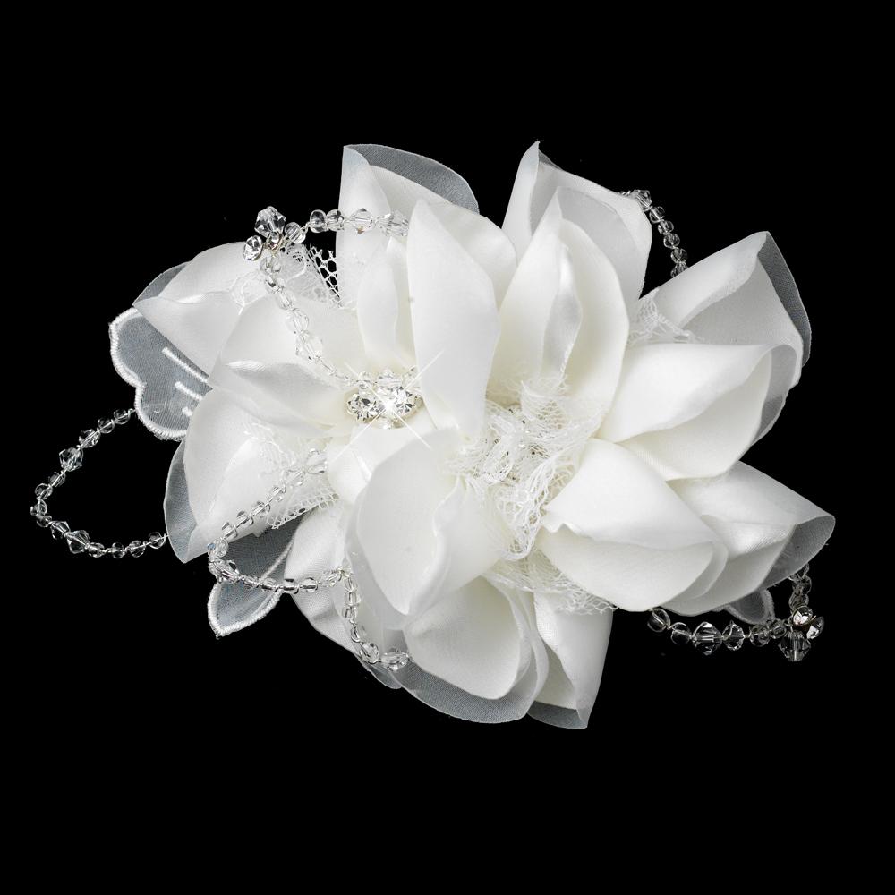 Silk Flower crystal beaded Hair Comb - La Bella Bridal Accessories