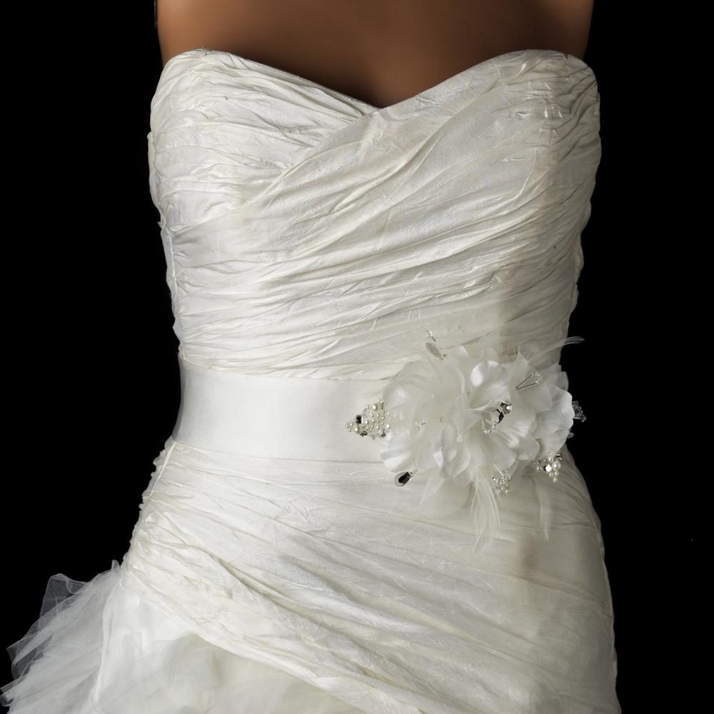 Silk Flower Bridal Belt - La Bella Bridal Accessories