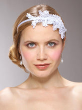 Vintage White Lace Headband with Pearls Sequins - La Bella Bridal Accessories