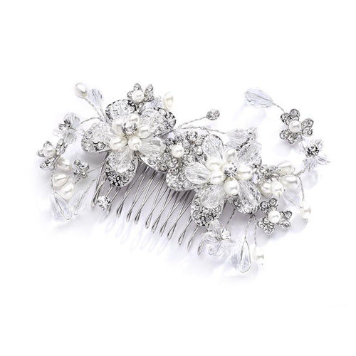 Fabulous Pearl Crystal Bridal Hair Comb - La Bella Bridal Accessories