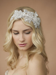 Crystal & Lace Applique Bridal Headband - La Bella Bridal Accessories