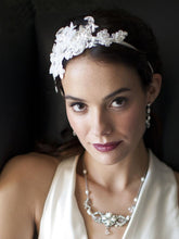 Silk Pearl Flower Lace Bridal Headband - La Bella Bridal Accessories