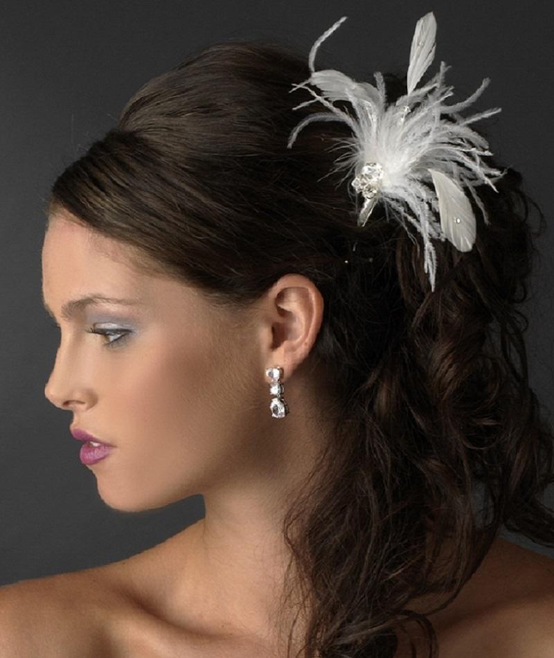 Cyrstal Feather Bridal Hair Pin - La Bella Bridal Accessories
