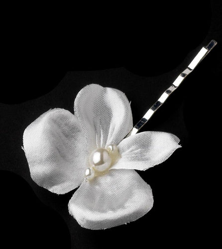 Beautiful Satin & Pearl  hair flower pin - La Bella Bridal Accessories