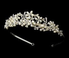 Crystal & Freshwater Pearl Bridal Tiara - La Bella Bridal Accessories