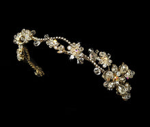 Golden or Silver Crystal Flower Headband - La Bella Bridal Accessories