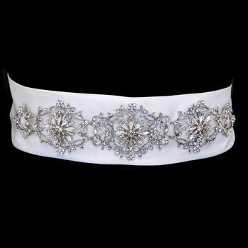 Crystal Floral Bridal Sash Belt - La Bella Bridal Accessories
