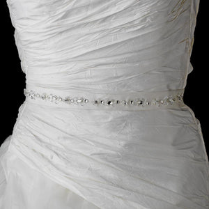 Crystal Bugle Beaded Wedding Sash - La Bella Bridal Accessories