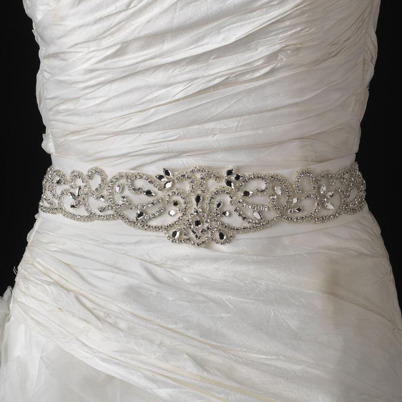 Fabulous Crystal Glass Bead Swirl Wedding Belt - La Bella Bridal Accessories