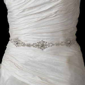 Beautiful Crystal Wedding Belt with Ribbon - La Bella Bridal Accessories