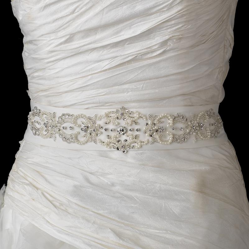 Pearl Rhinestone Beaded Belt - La Bella Bridal Accessories