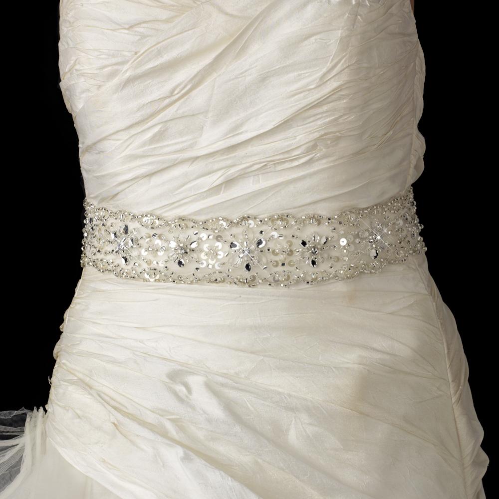 Beaded Sash Bridal Belt with Crystals, Bugle Beads Sequins Beaded Sash Bridal Belt with Crystals, Bugle Beads Sequins