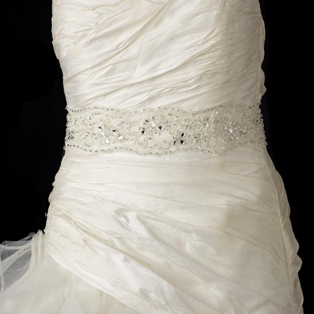 Wedding Sash with Crystals, Bugle Beads Sequins - La Bella Bridal Accessories