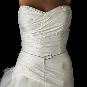 Square Style Crystal Bridal Belt Sash - La Bella Bridal Accessories
