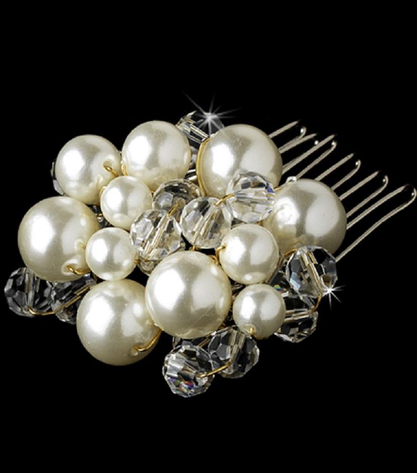 Pearl Crystal  Comb - La Bella Bridal Accessories