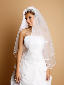 Bridal Veil, Satin Trim - La Bella Bridal Accessories