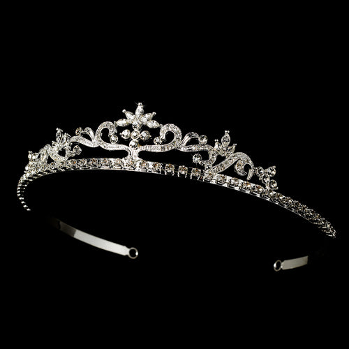 Floral Crystal Bridal Tiara - La Bella Bridal Accessories