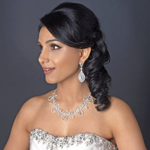 Silver Crystal Forehead headband, bridal  Jewelry Headpiece, bridal necklase - La Bella Bridal Accessories