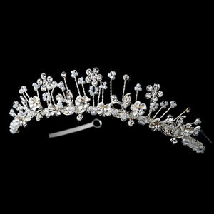 Silver Plated Cristal Flower Girl Tiara - La Bella Bridal Accessories
