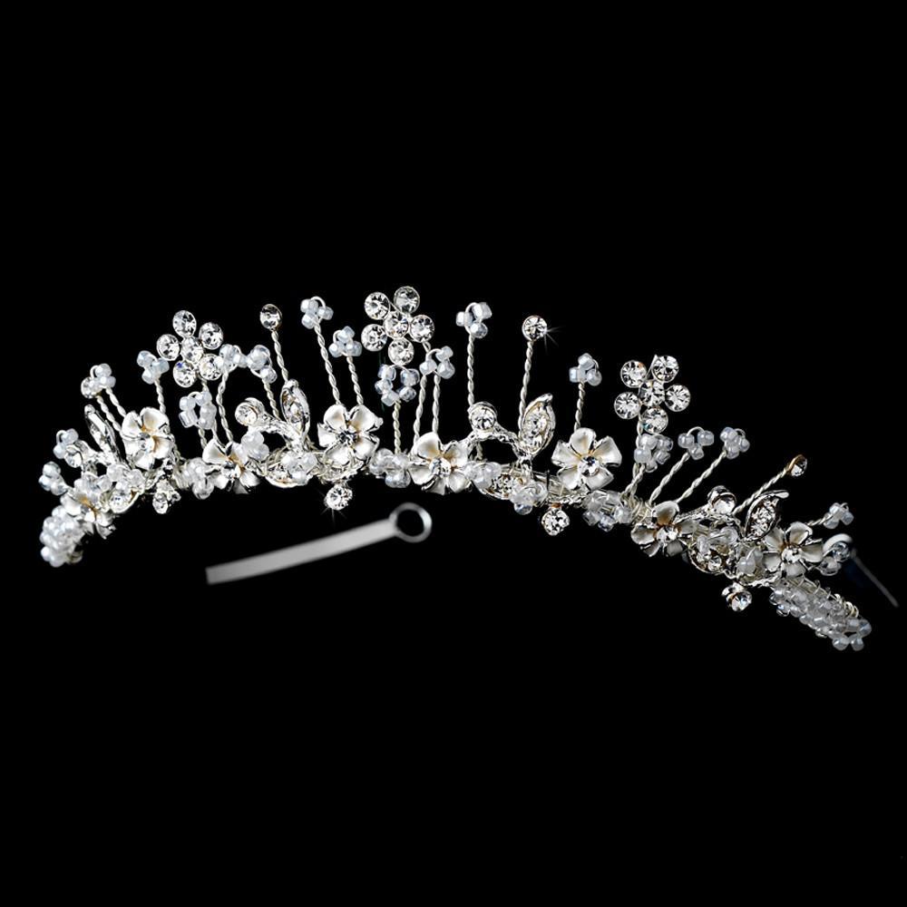 Silver Plated Cristal Flower Girl Tiara - La Bella Bridal Accessories