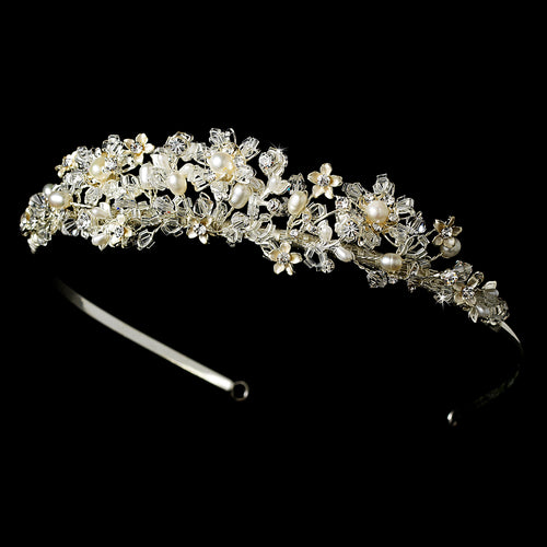 freshwater pearl, crystal wedding tiara, swarovski wedding headband, swarovski bridal tiara, crystal bridal crown, freshwater pearl crystal  tiara