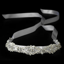 Vintage Ribbon Bridal Headband with Rhinestone Accents - La Bella Bridal Accessories