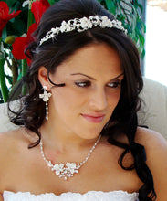 Floral Crystal Pearl Bridal Headpiece - La Bella Bridal Accessories
