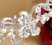 Floral Crystal Pearl Bridal Headpiece - La Bella Bridal Accessories