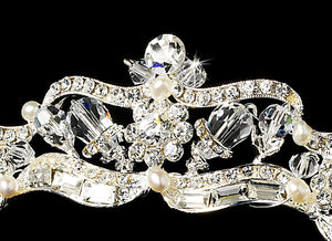 crystal crown, freshwater pearl tiara, crystal pearl wedding tiara, swarovski wedding crown, swarovski bridal tiara, big crystal bridal crown, freshwater pearl crystal tiara
