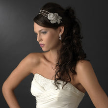 Antique Silver Crystal Encrusted Rose Flower Bridal Headband - La Bella Bridal Accessories