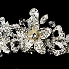 Silver Austrian Crystal Floral Wedding Tiara - La Bella Bridal Accessories