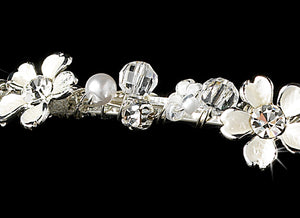 Delicate Pearl & Crystal Silver or Gold Bridal Headband