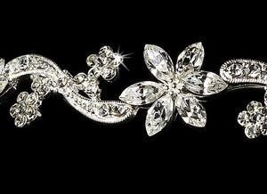 Silver Plated Swirl Crystal Headband - La Bella Bridal Accessories