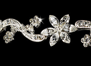 Floral Swirl Crystal Bridal Headband Headpiece - La Bella Bridal Accessories
