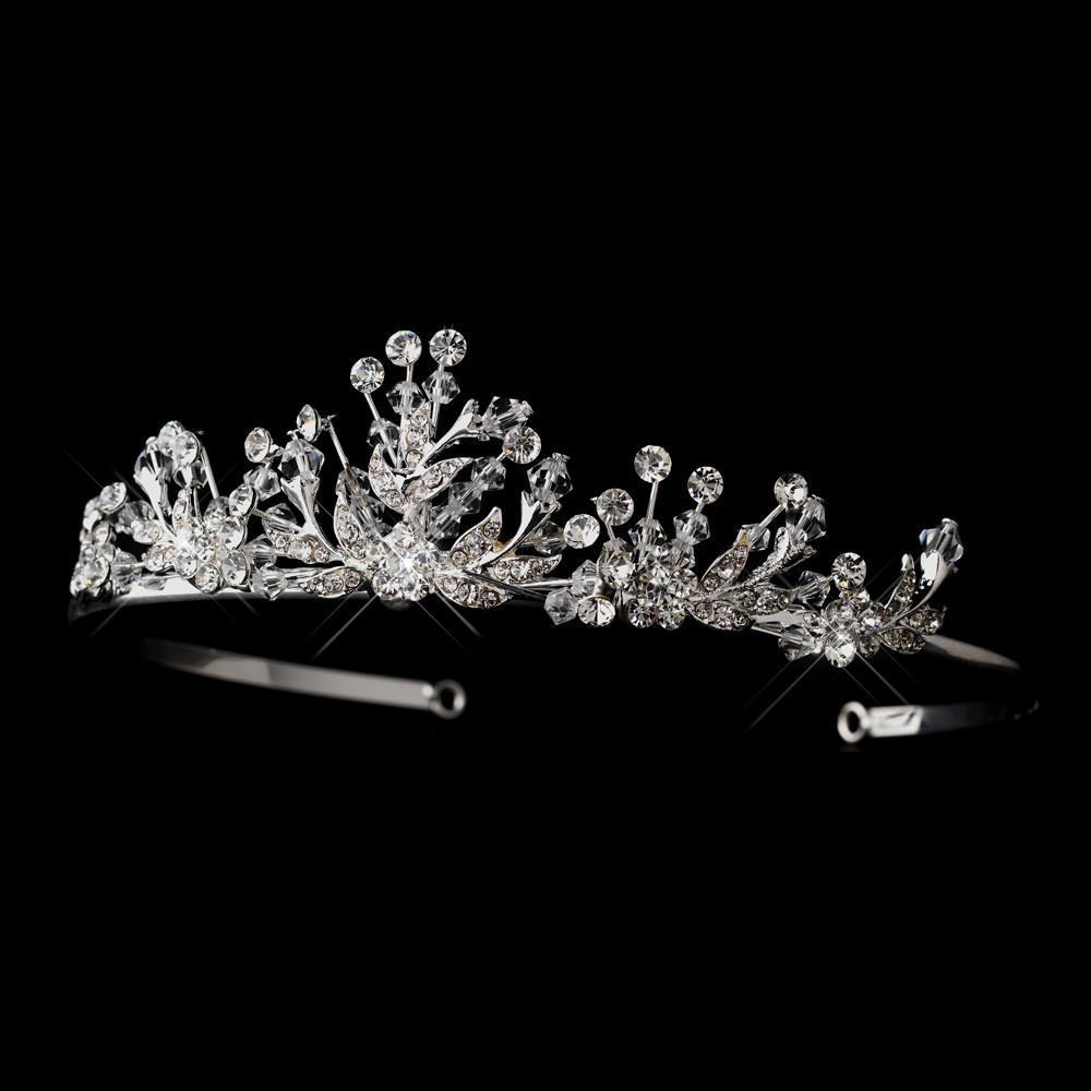 Silver Plated Swarovski Crystal Tiara Crown - La Bella Bridal Accessories