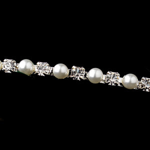 Silver White Pearl & Crystal Headband