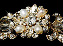 Silver or Gold Swarovski Crystal & Freshwater Pearl Bridal Headband Tiara