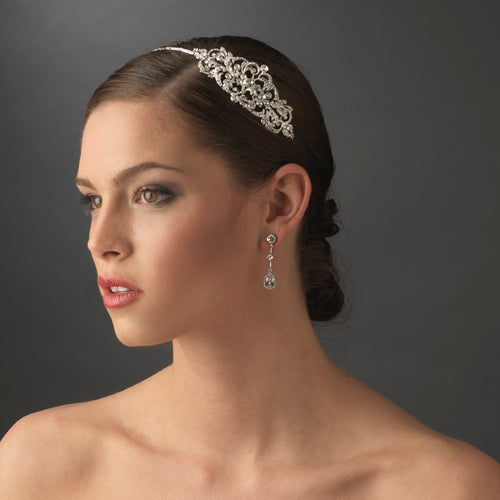 Exquisite Vintage Bridal Headband with Crystal Side Accent - La Bella Bridal Accessories