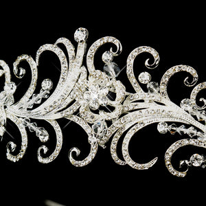 Retro Look Silver Crystal Swirl Tiara Headband - La Bella Bridal Accessories