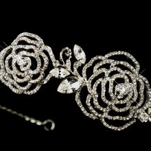 Antique Silver Crystal Flower Rose Headband