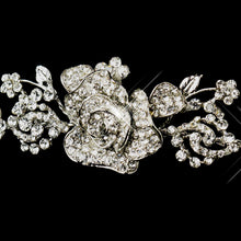 Vintage Inspired Crystal & Freshwater Pearl Rose Bridal Tiara Headpiece
