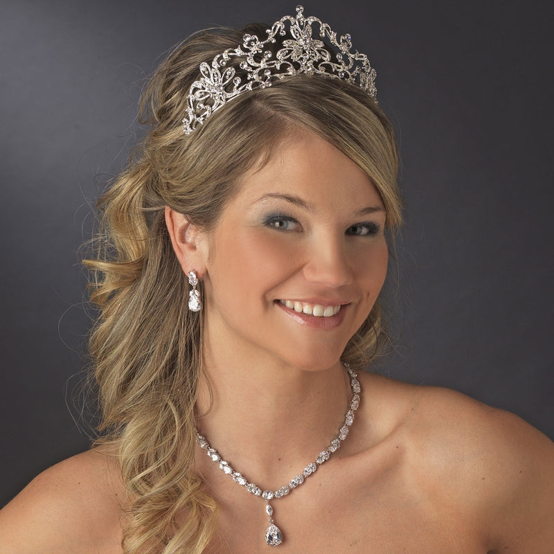 Gorgeous Royal Inspired Silver Crystal Bridal Tiara Crown
