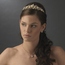 Gold Freshwater Pearl & Crystal Floral Tiara - La Bella Bridal Accessories