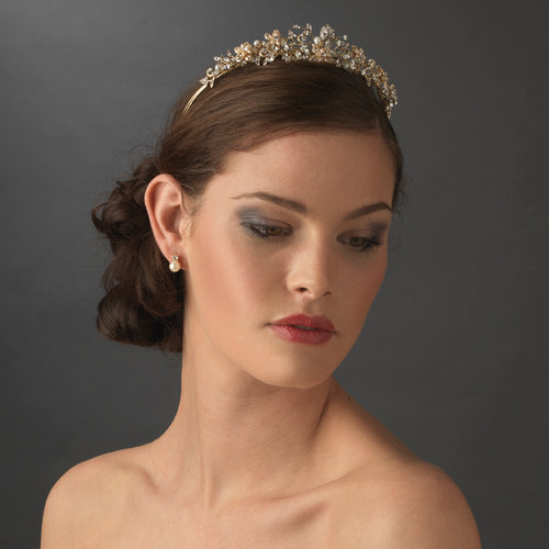 Freshwater Pearl and Crystal Wedding Tiara - La Bella Bridal Accessories