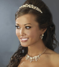 Creamy Floral Crystal Elegance Bridal Pearl Headband - La Bella Bridal Accessories