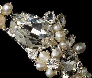 crystal pearl headband, freshwater pearl headband, crystal wedding headband, pearl bridal headband, La Bella Bridal Accessories