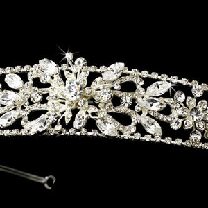 Fabulous Silver Plated Crystal Floral Headband - La Bella Bridal Accessories